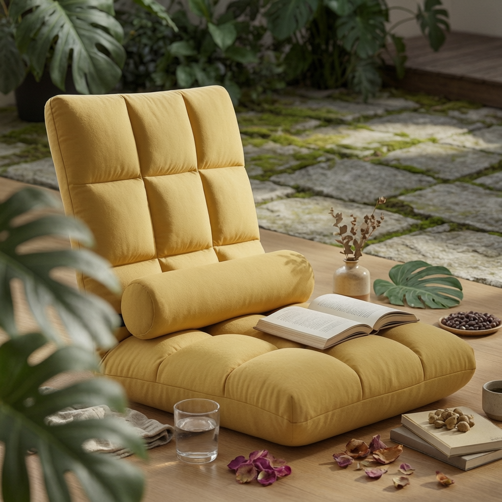 Office Furniture Commercial - Padded Floor Lounge Chair Quilted Adjustable