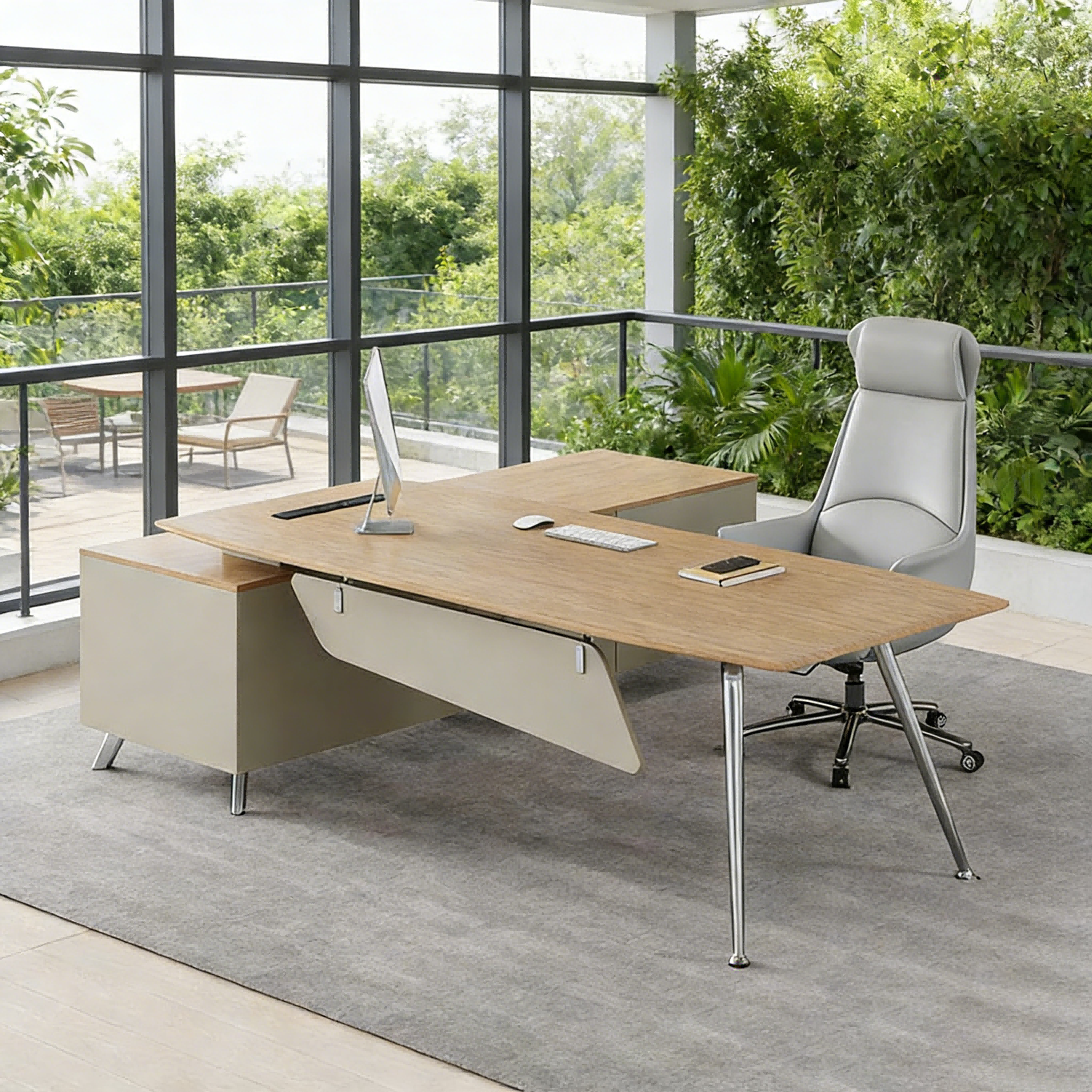 Office Furniture Commercial - Modern Executive Office Desk Set Wood