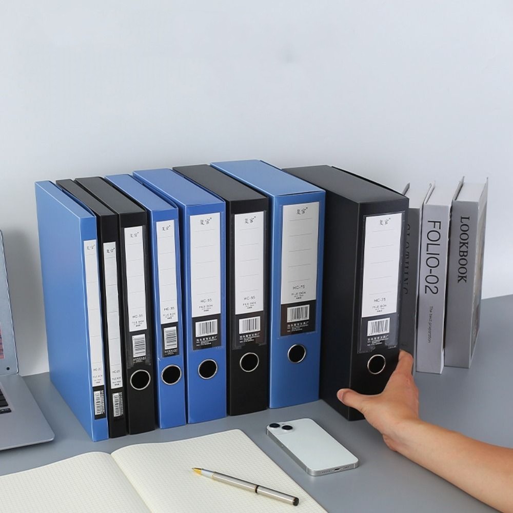 Binder Storage Box - Desktop Black Blue A4 File Folder