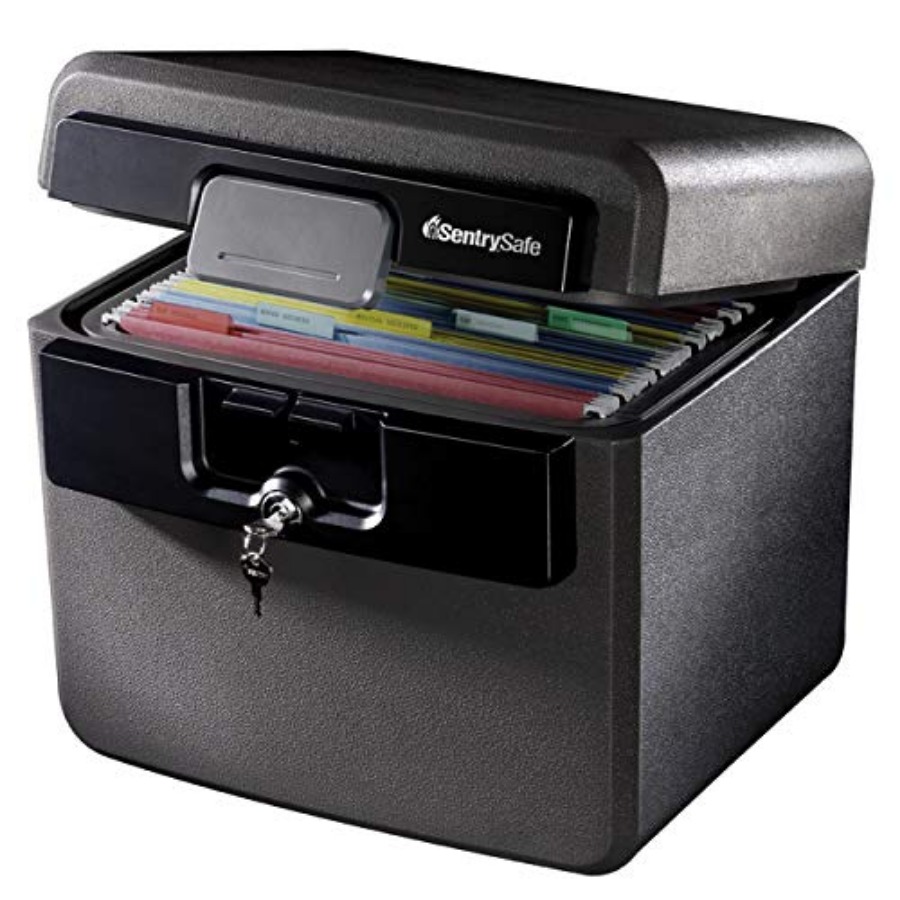 Binder Storage Box - Black Fireproof and Waterproof Safe, File