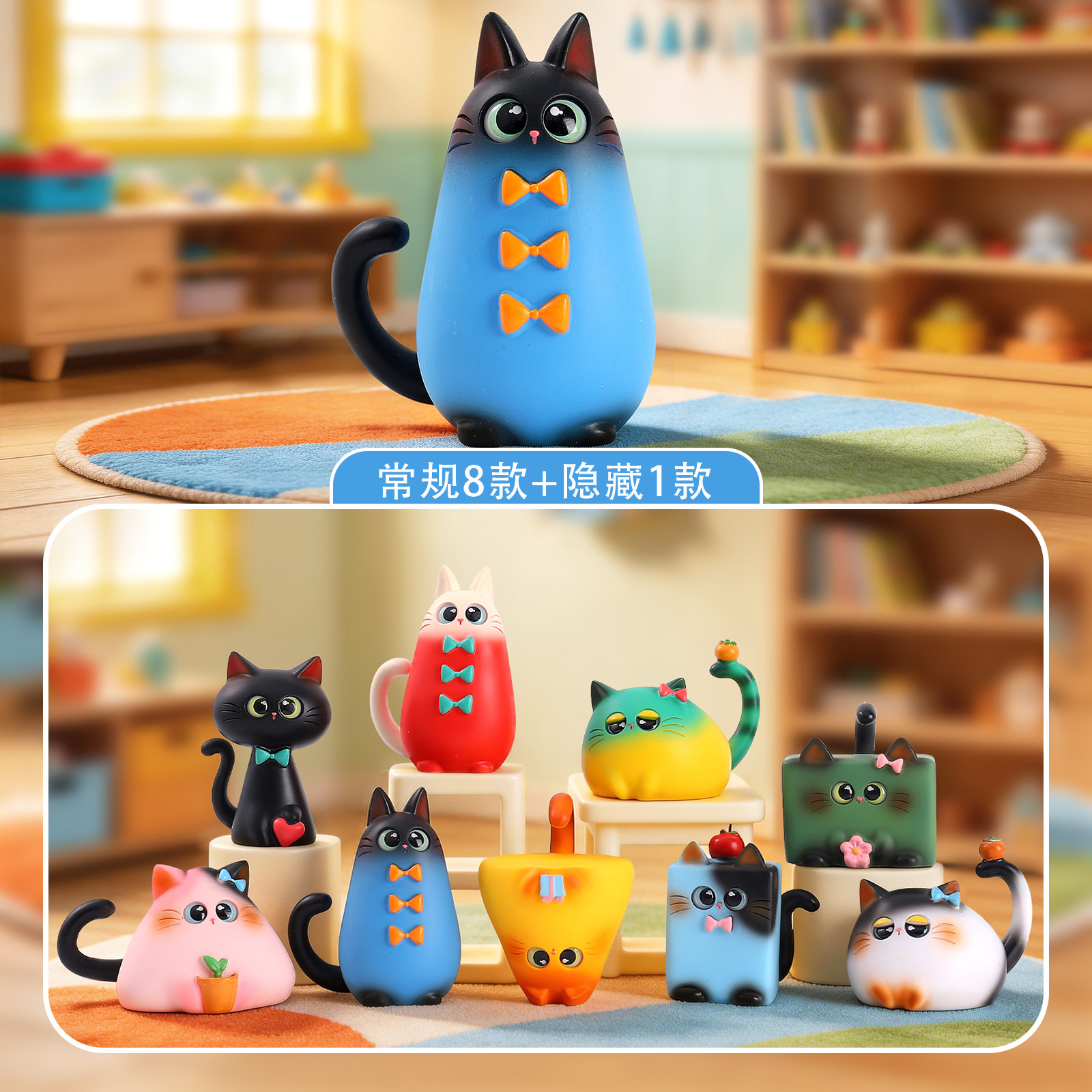 Office Furniture Used - Blind Box Cat Figurine Resin Creative